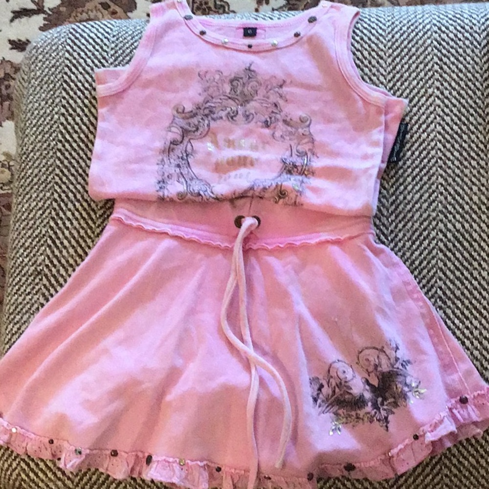 Little girls pink skirt and top